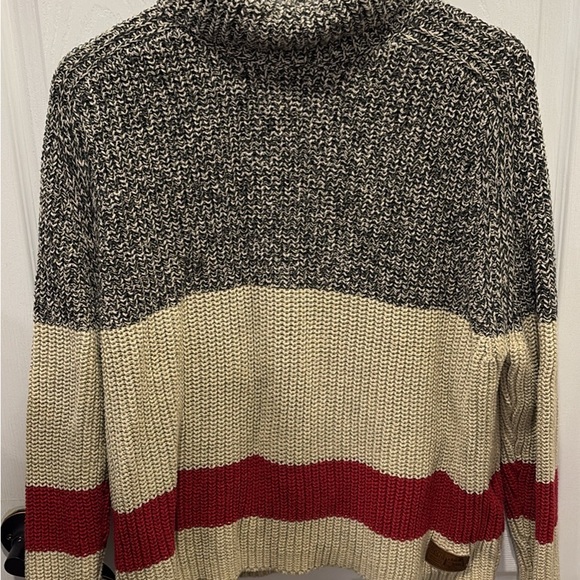 Roots Sweaters - Roots Black, Cream, and Red Turtleneck Sweater